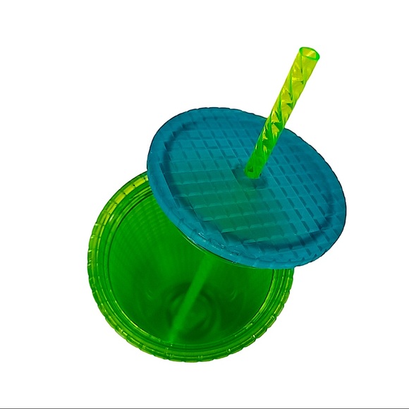 Starbucks 2022 ‘Mountain Dew’ Neon Green Yellow Grid Venti Tumbler Cup - Picture 9 of 9